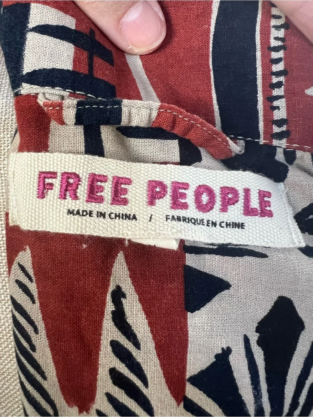 Free People Abstract Geometric Print Utility Jacket Smocked Back Size M